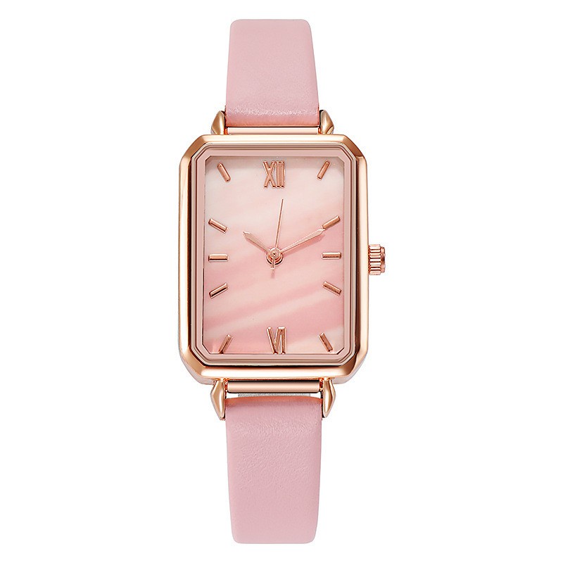 [DGS] Jam Tangan Kecil Wanita Dial Kotak Gradasi Analog Quartz Strap Pu Leather Fashion Import murah