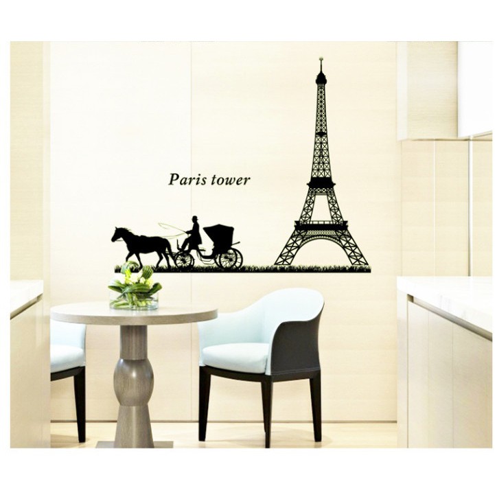 WALLSTICKER PARIS TOWER KERETA KUDA GLOW IN THE DARK STIKER DINDING TEMBOK KAMAR TIDUR CAFEE CAFE