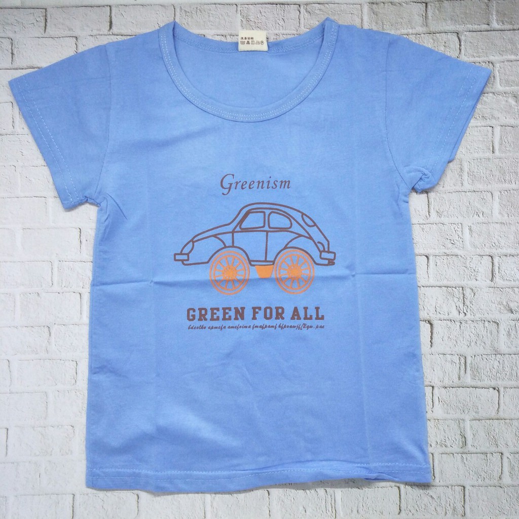 Kaos anak laki laki unisex murah usia 1-5 Thn gambar Car Bahan 100% katun import - GREENISM TSHU02