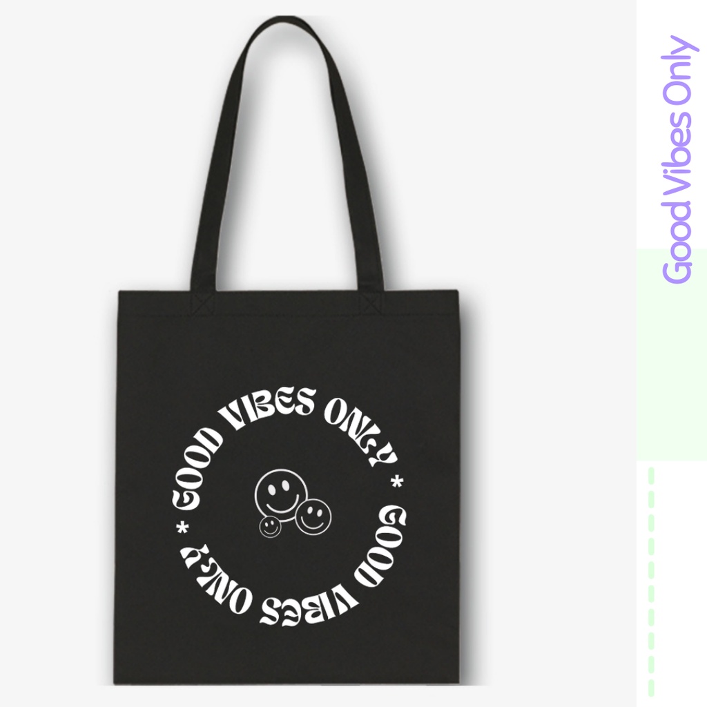 Totebag / Stringbag Good Vibes Smile tas ransel serut tote bag kampus kuliah sekolah viral kekinian kpop