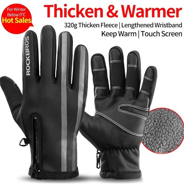 BAYAR DI TEMPAT Sarung Tangan Sepeda Full Finger Thermal Warm Touchscreen Size L
