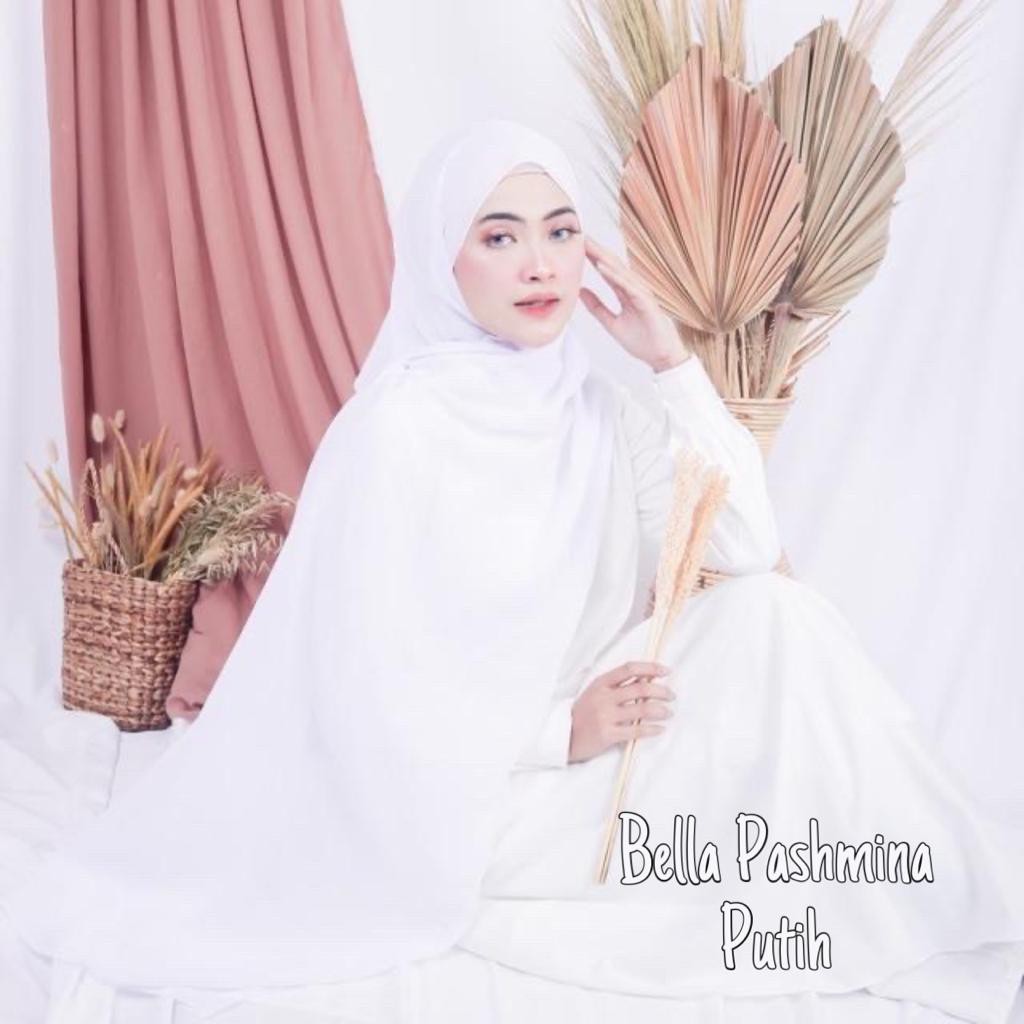 TURUN HARGA !!BELLA PASHMINA / JILBAB KERUDUNG BELLA PASHMINA POLYCOTTON / BISA COD UKURAN 180X75-BELPASH PUTIH