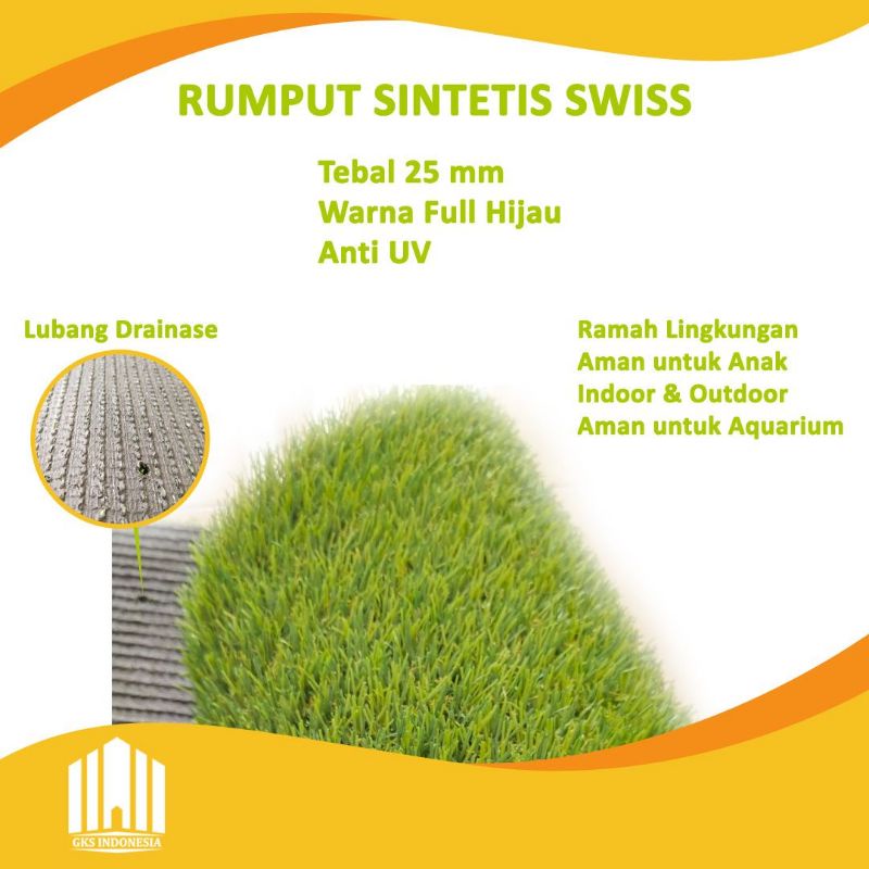 Rumput Sintetis Meteran Outdoor Indoor Swiss Jepang 50 mm 100 x 50 cm Best Quality