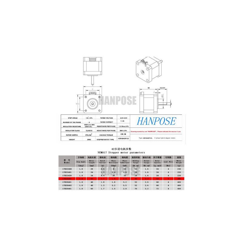 Nema17 Stepper Motor 42 motor NEMA 17 motor 42BYGH 1.7A (17HS4401) use