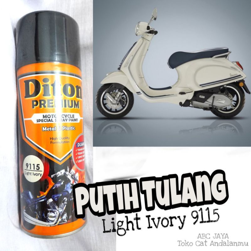 Pilok Pylox Cat Semprot Diton Premium 400ml Light Ivory 9115 Putih Tulang Metalik Mengkilap