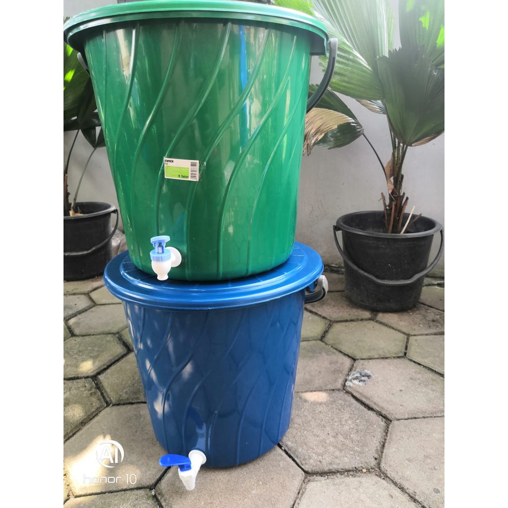 Ember Kran Ember Plastik Cuci Tangan Ember Wudhu 30 liter Plus Botol Pump Merek Sunlife