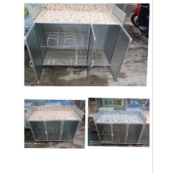 rak piring kompor aluminium 2 tungku