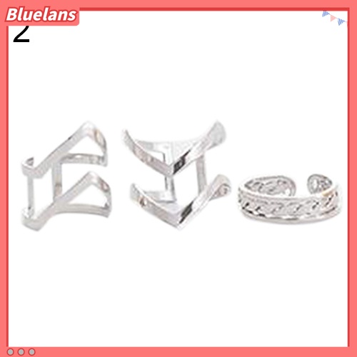 3pcs / Set Cincin Knuckle Midi Model Terbuka Desain Panah Hollow Untuk Wanita