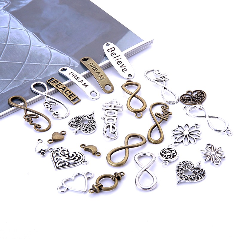 Hbid 50Pcs / Lot Konektor Charm Bahan Alloy Antik untuk Perhiasan DIY