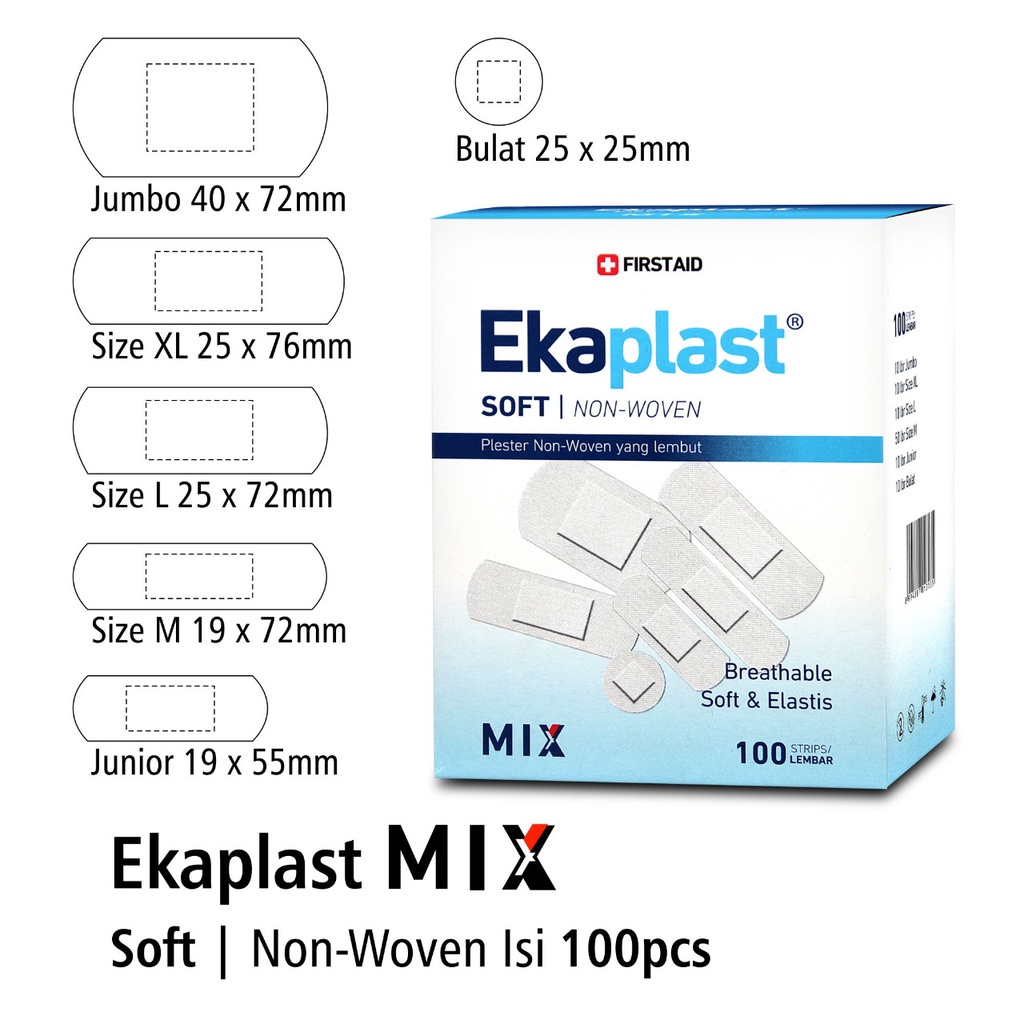 Plester Luka Non Woven Ekaplast Soft Mix Onemed Box Isi 100 Strip OJ