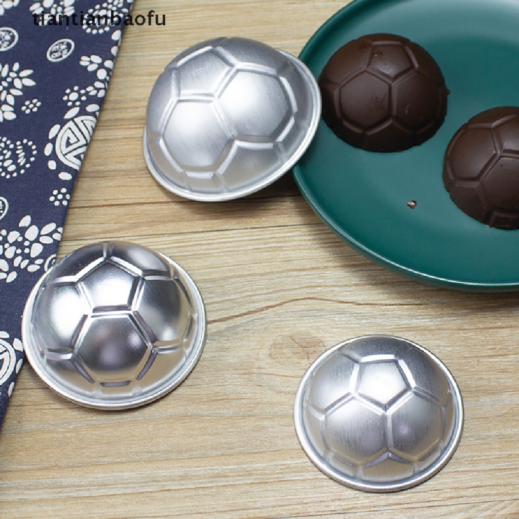 1pc Cetakan Kue Bom Mandi Bentuk Bola Sepak 3D Bahan Aluminum