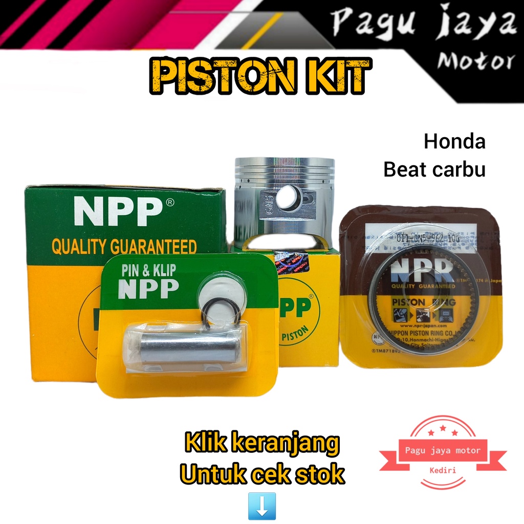 NPP PISTON KIT SEHER SEKER SET HONDA BEAT TYPE CARBU OVERSIZE OVS OS STD 0.25 0.50 0.75 1.00