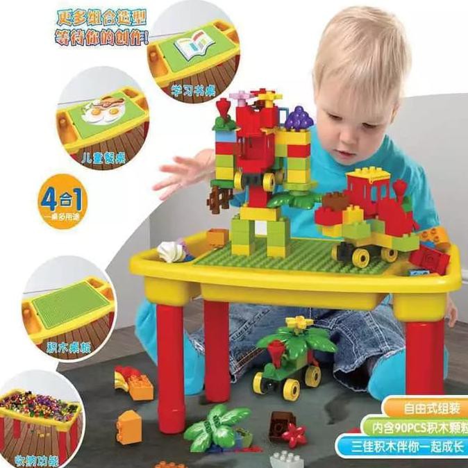 Mainan Anak Set LEGO BLOCK 800pcs + Meja Bongkar Pasang Lego