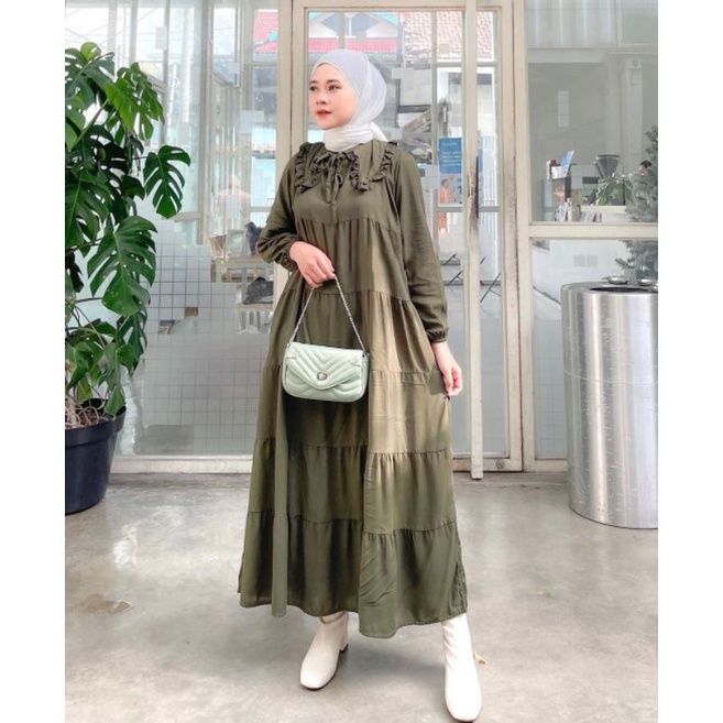 VS - LEVO MIDI DRESS WANITA | MIDI DRESS RUFFLE FASHION MUSLIM WANITA