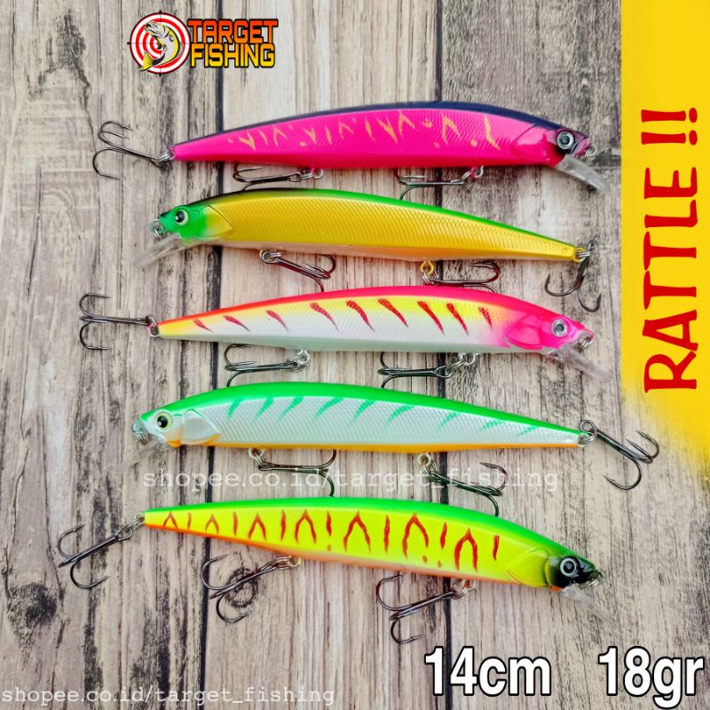 Jerkbait Rattle untuk Toman 14cm - Minnow Jerk Bait Umpan Casting Toman 18gram Floating