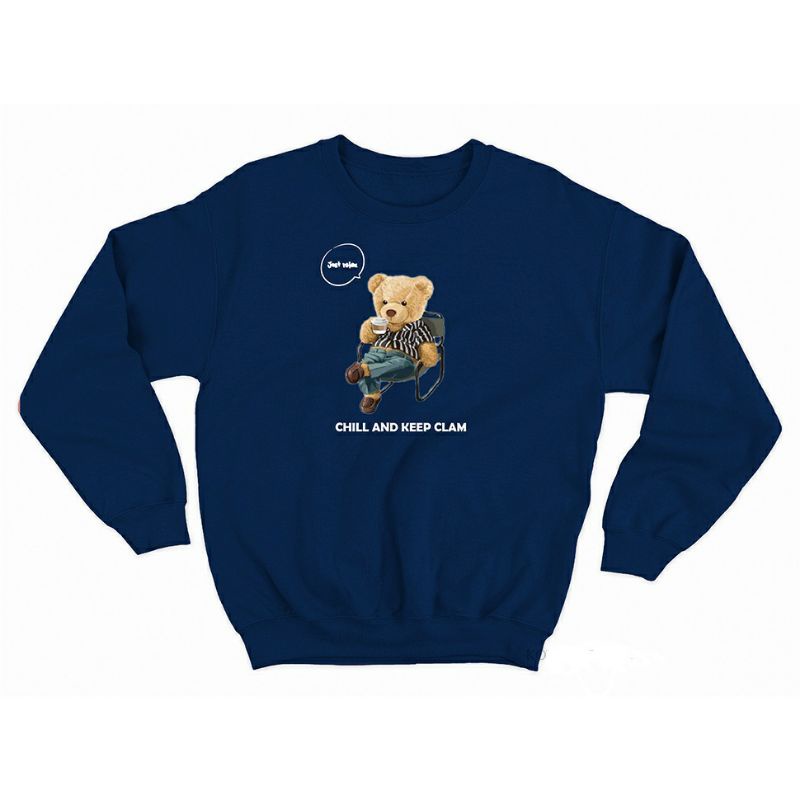 Sweater crewneck teddy bear (chill and keep clam)