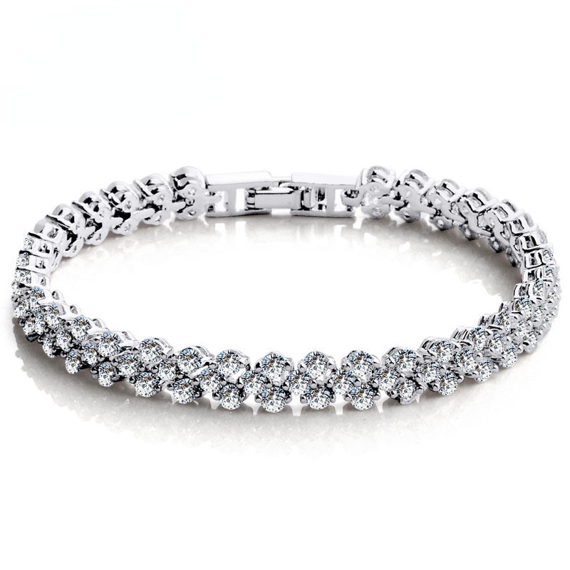 Gelang Kristal Austria Bahan Stainless Steel S925 Gaya Korea Untuk Pria Dan Wanita