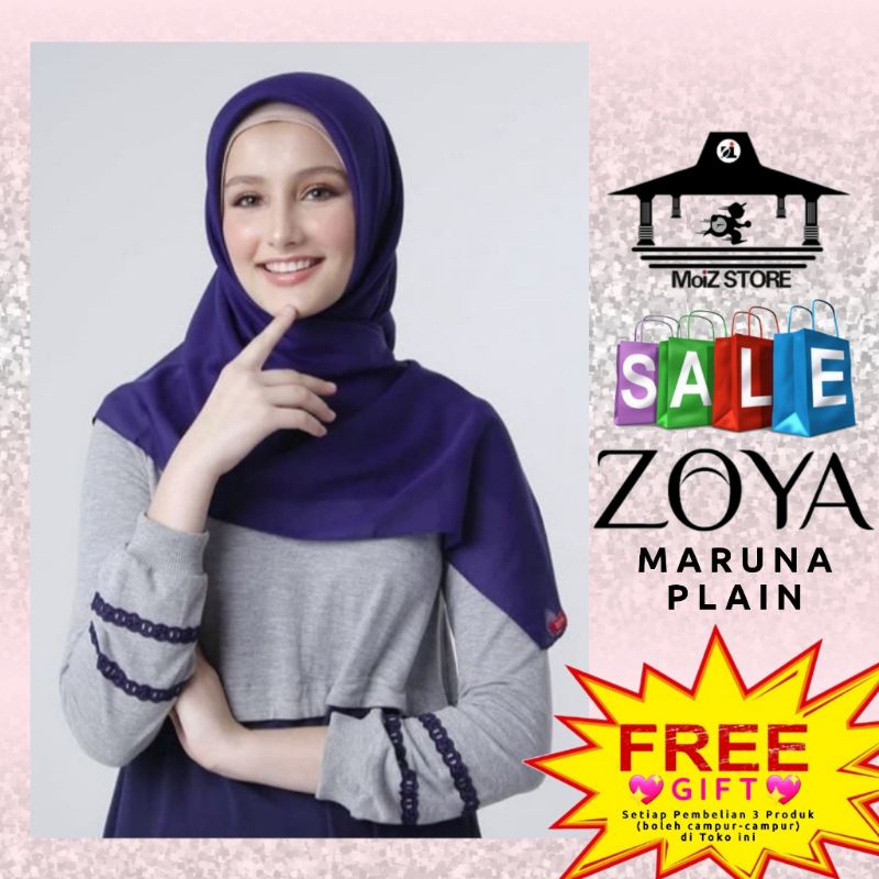 Zoya Maruna Plain Jilbab Hijab Scraf Kerudung Krudung Krudungan Kerudungan Polos Segi Empat Segiempa