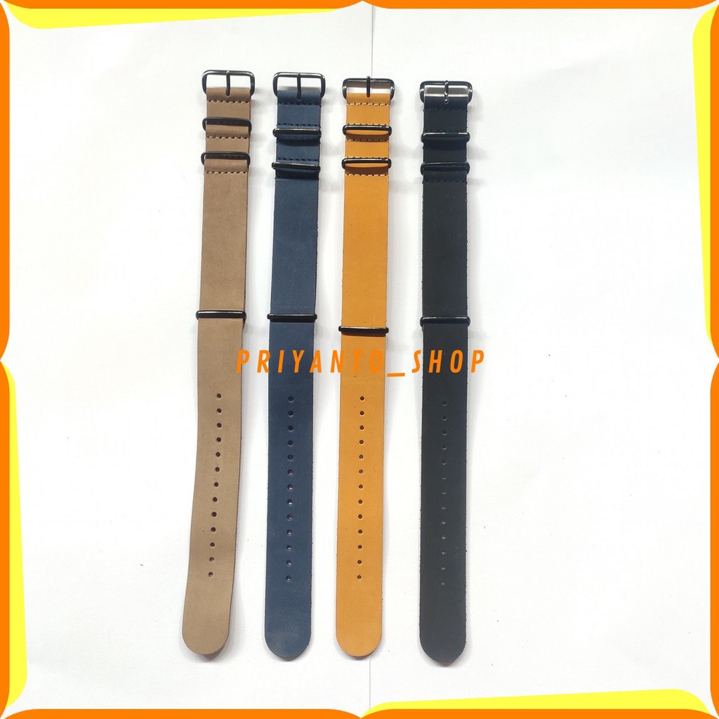 Tali jam Tangan Strap Zulu Nato 20mm 22mm Kulit Asli Classic Handmade