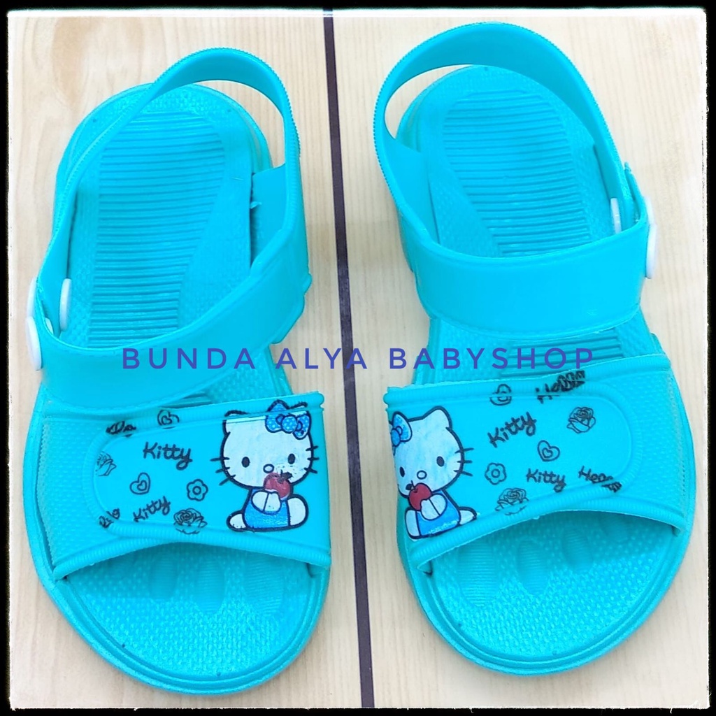 Sendal Anak Perempuan Usia 6 Bulan 1 2 3 4 Tahun Karet Elastis Empuk - Sepatu Sandal Anak Cewek Tali Karet Anti Licin BIRU TOSKA Size 18 - 29