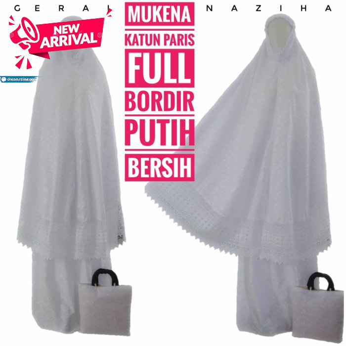 Mukena Dewasa Mewah Premium Mukena Putih Mukena Jumbo Brukat Muke WX420 Mukenah Katun Paris Full Bor