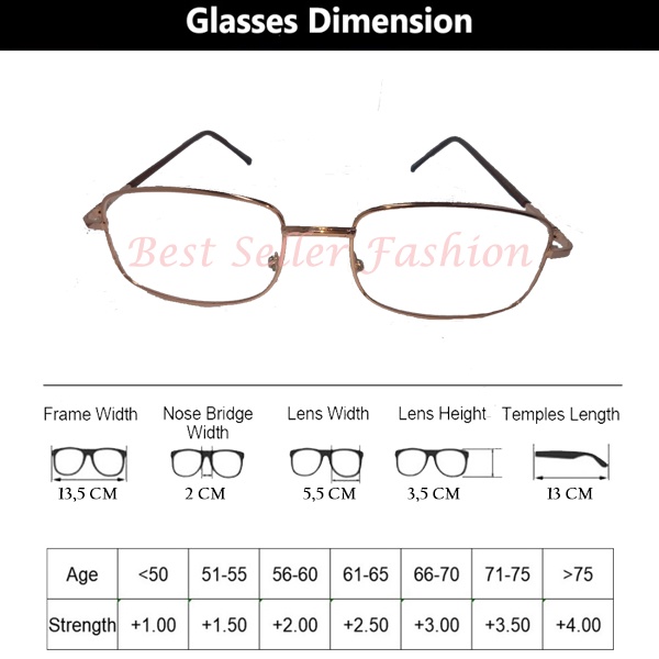 KACAMATA BACA PLUS (+) +1.00 SAMPAI +3.00 KACAMATA RABUN DEKAT FRAME GOLD KOTAK UNTUK PRIA DAN WANITA TANPA CASE