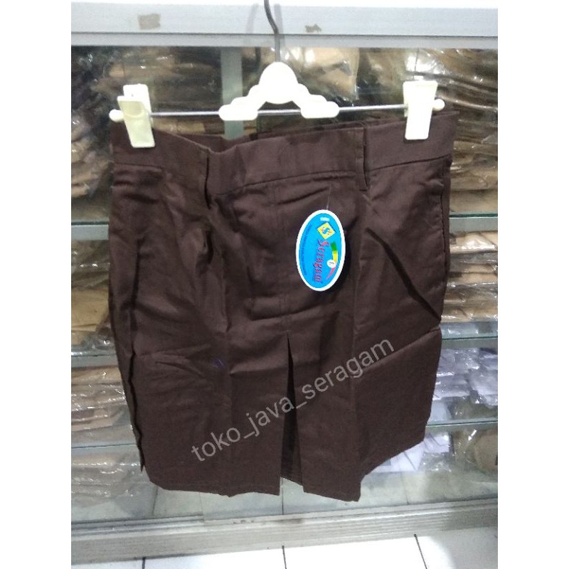 Rok Seragam SMP SMA Pendek Pramuka Span 1 / Belah 1 Cokelat Seragam Sekolah