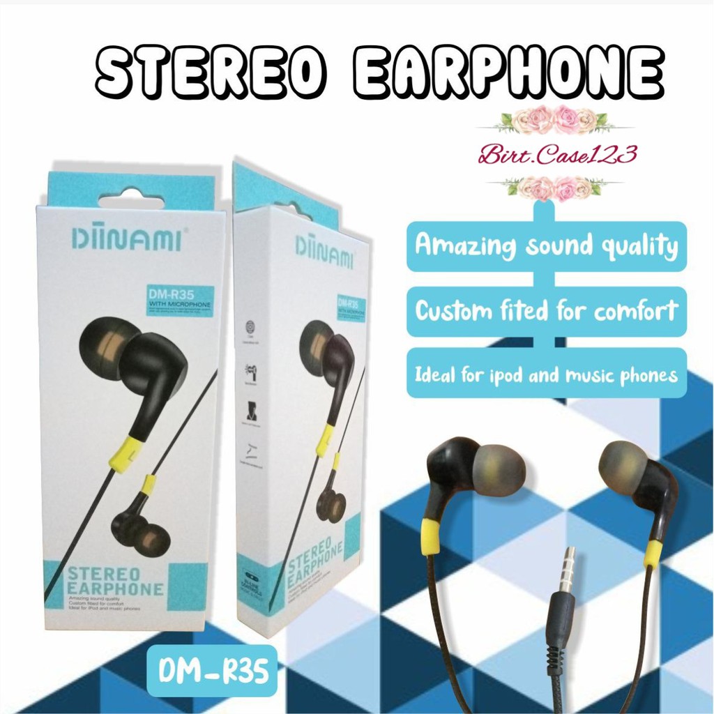 BM032 Headset EARPHONE DIINAMI R35 stereo Earphone Bass Android iPhone Original - Garansi 1 Tahun BC5716