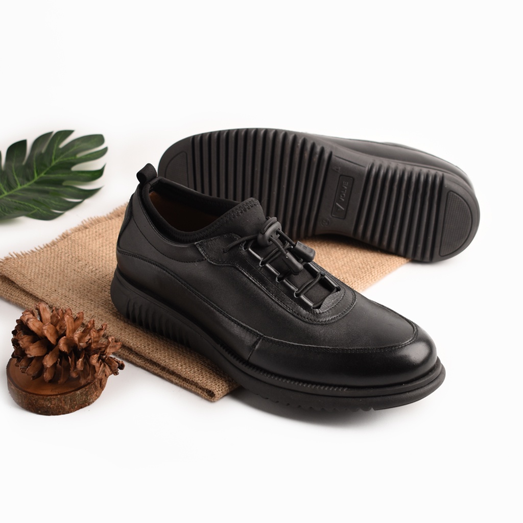 ORCA LEATHER BLACK ORIGINAL x VOLVE PROJECT Sepatu Kulit Sapi Asli Full Hitam Pria Semi Formal Pantofel Kerja Kantor Dinas Resmi Guru PNS Kantoran Pesta Undangan Kondangan Wedding Wisuda Oxford Genuine Leather Footwear Big Size Jumbo Ukuran Besar 44 Keren