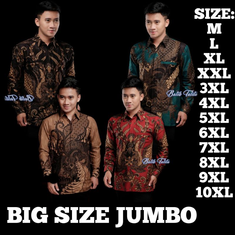 KEMEJA BATIK PRIA LENGAN PANJANG BIG SIZE JUMBO M.L.XL.XXL.3XL.4XL.5XL.6XL.7XL.8XL.9XL.10XL