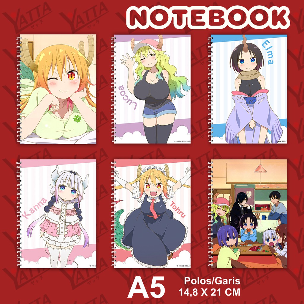 

Notebook Anime ukuran A5 14,6 cm x 21 cm Kobayashi-san Chi no Maid Dragon