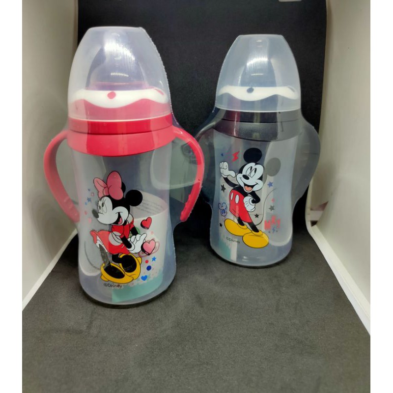 Lusty Bunny Wide Neck Bottle Mikey Minnie With Handle  Lusty Bunny Botol Susu Wide Neck Mikey Minnie