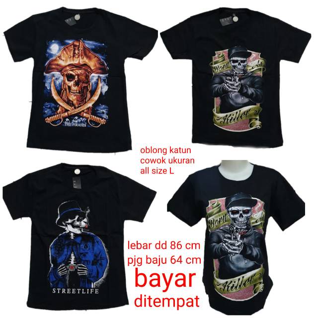 Tokoabelgrosir bahan katun hitam tengkorak ukuran all size L