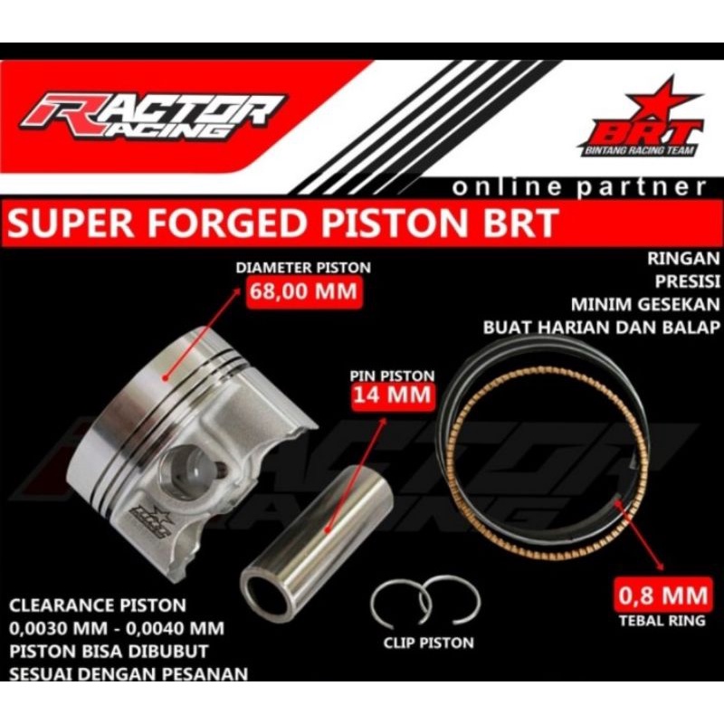Piston Racing Super Forged Piston BRT 68 mm BRT Pin Pen 14 mm BRT
