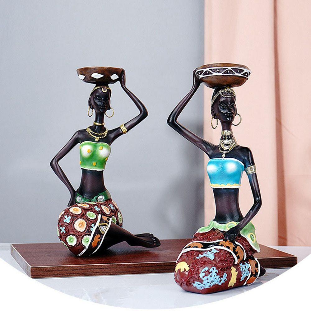 [Elegan] Tempat Lilin Dekorasi Minimalis Rak Buku Afrika Ornamen Ruang Makan Patung Statue