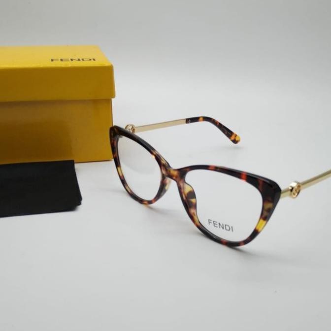 Fendi cat eye frame kacamata wanita free lensa anti radiasi min/plus - hitam biru