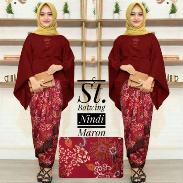 St. Kebaya Batwing Windi, setelan kebaya, kebaya batik batik kebaya, baju kondangan, kebaya jumbo
