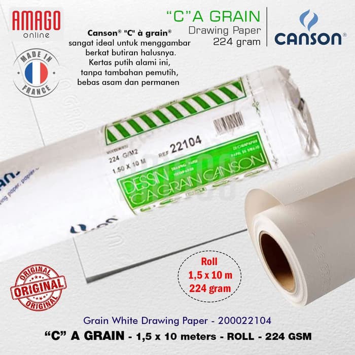 CANSON C A GRAIN - DRAWING PAPER 224G - ROLL -1,5X10M - 200022104