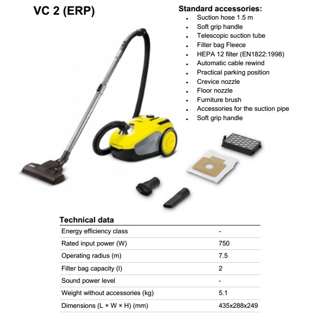 Karcher VC 2 ERP / VC2 ERP  Dry vacuum cleaner