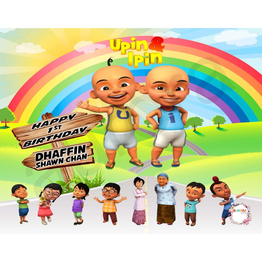 BANNER ULANG TAHUN UPIN IPIN / BACKDROP ULANG TAHUN UPIN IPIN