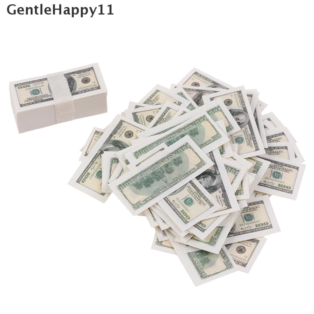 Gentlehappy 100lembar/set Dolar Mini 1: 12rumah Boneka Miniatur Uang Kertas Us $100Lembar