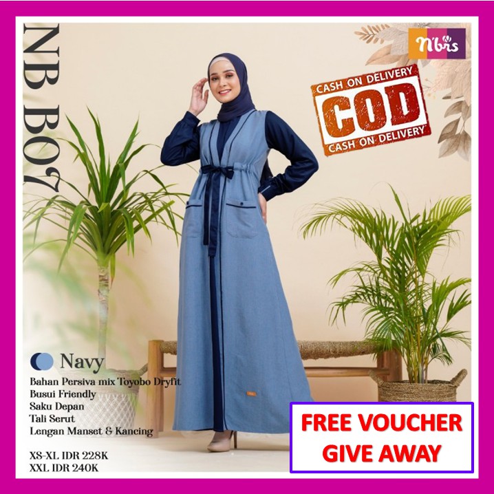 Gamis Nibras Promo NB B07 Baju Gamis Nibras Terbaru 2021 Wanita Dewasa Diskon Ori Persiva Bahan Adem