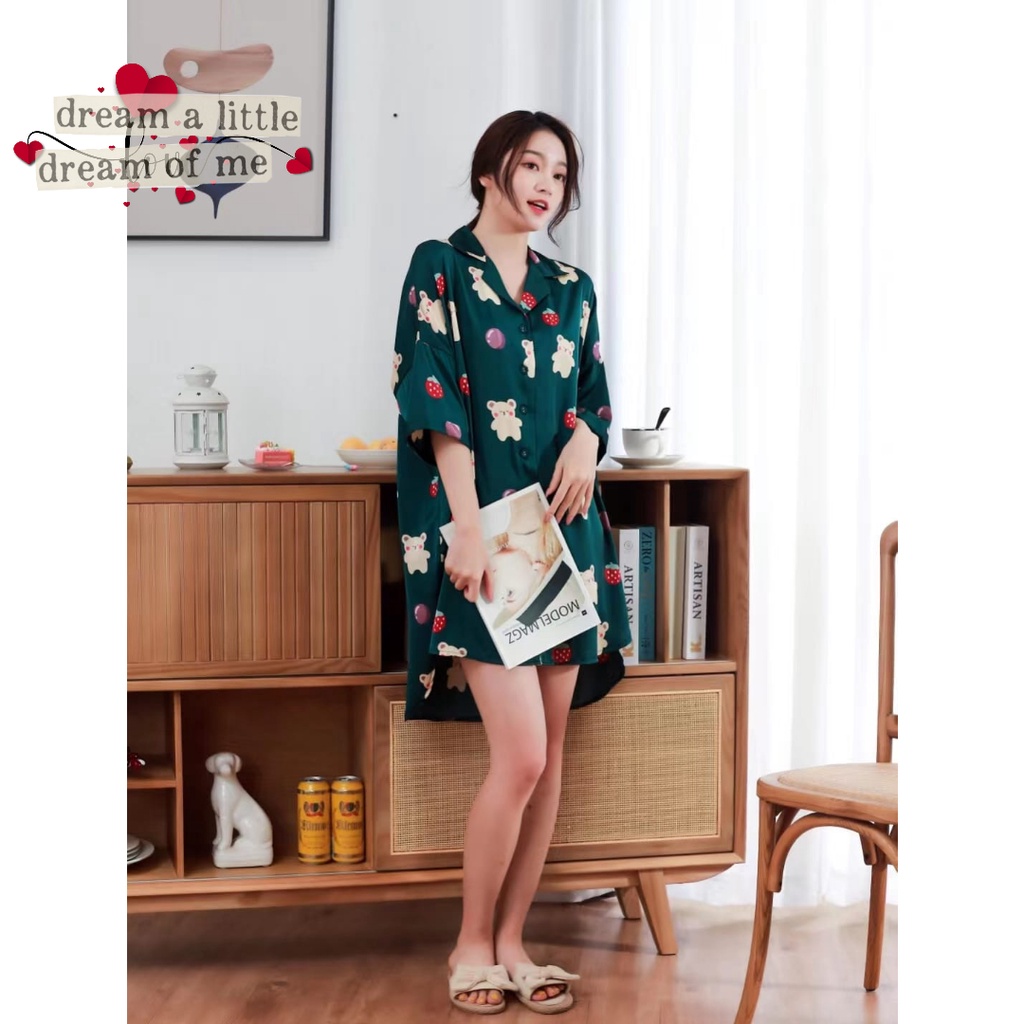 Dress Satin Daster Sexy Night Dress Sleepwear 61177207 Sleepy Bear