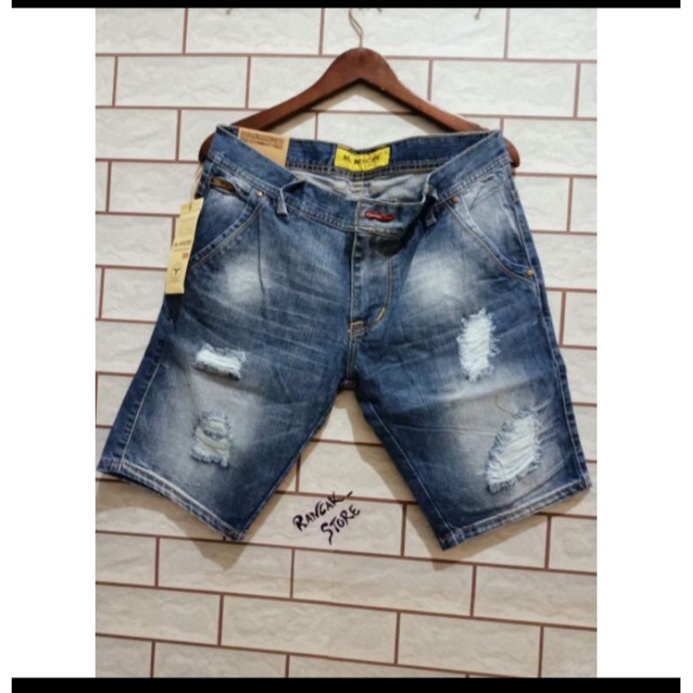 celana jeans pendek pria sobek /celana wiscer pendek