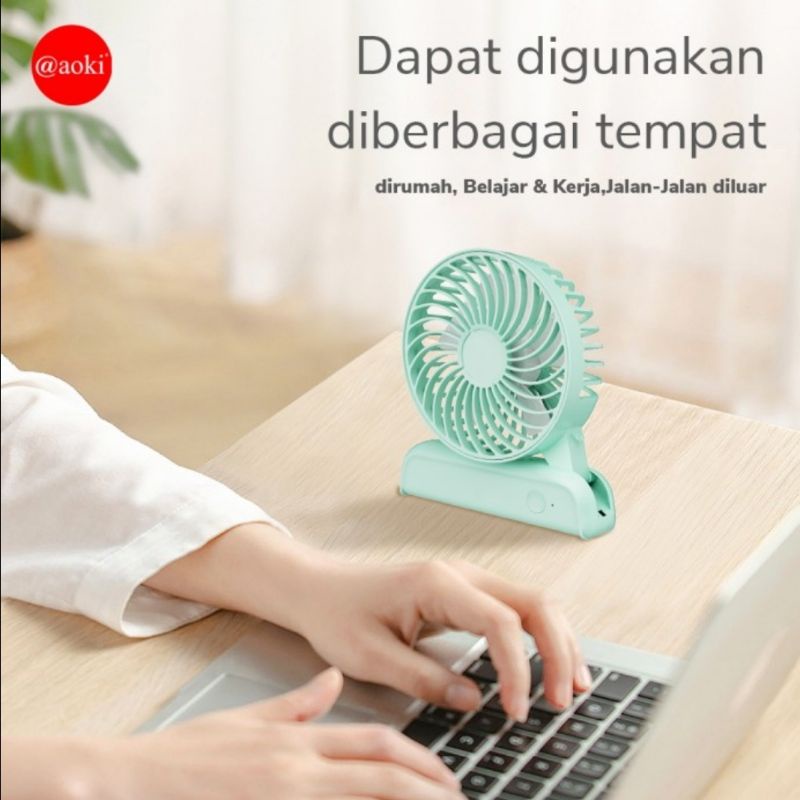 Aoki Mini Fan Portable USB Charge / Kipas Angin Genggam + Lipat AF-808Y