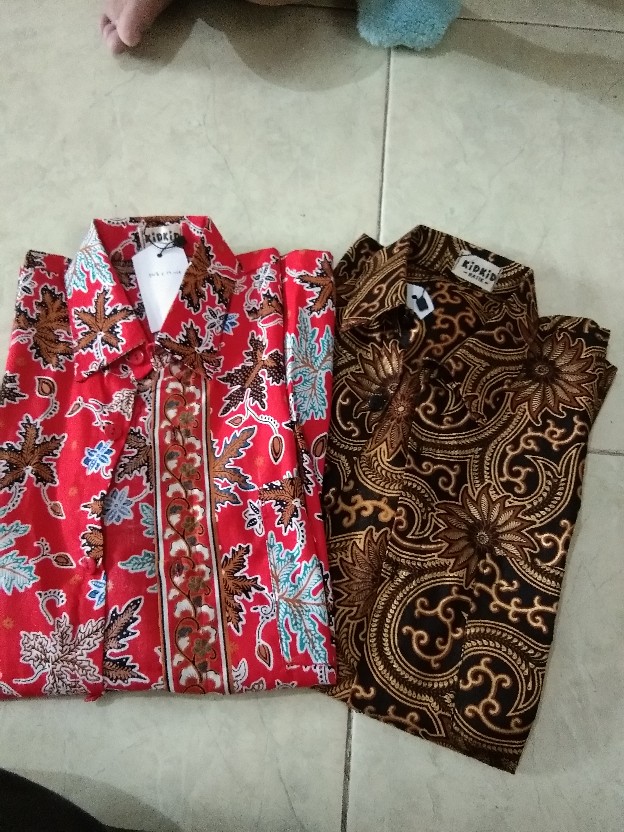 Batik Anak Laki Kemeja Batik Anak Hem Cowok Baju Usia 0-14 Katun Merah Tahun Bk-45