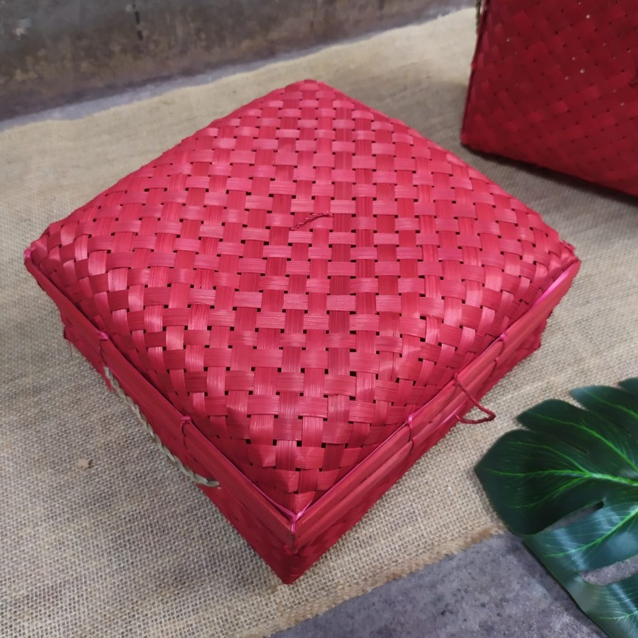 Sokase M 25 x 25 x10 cm/Hampers Bambu/Box Bambu/Wadah Bambu Unik/Wadah Bambu Warn/Hampers Bambu Lucu