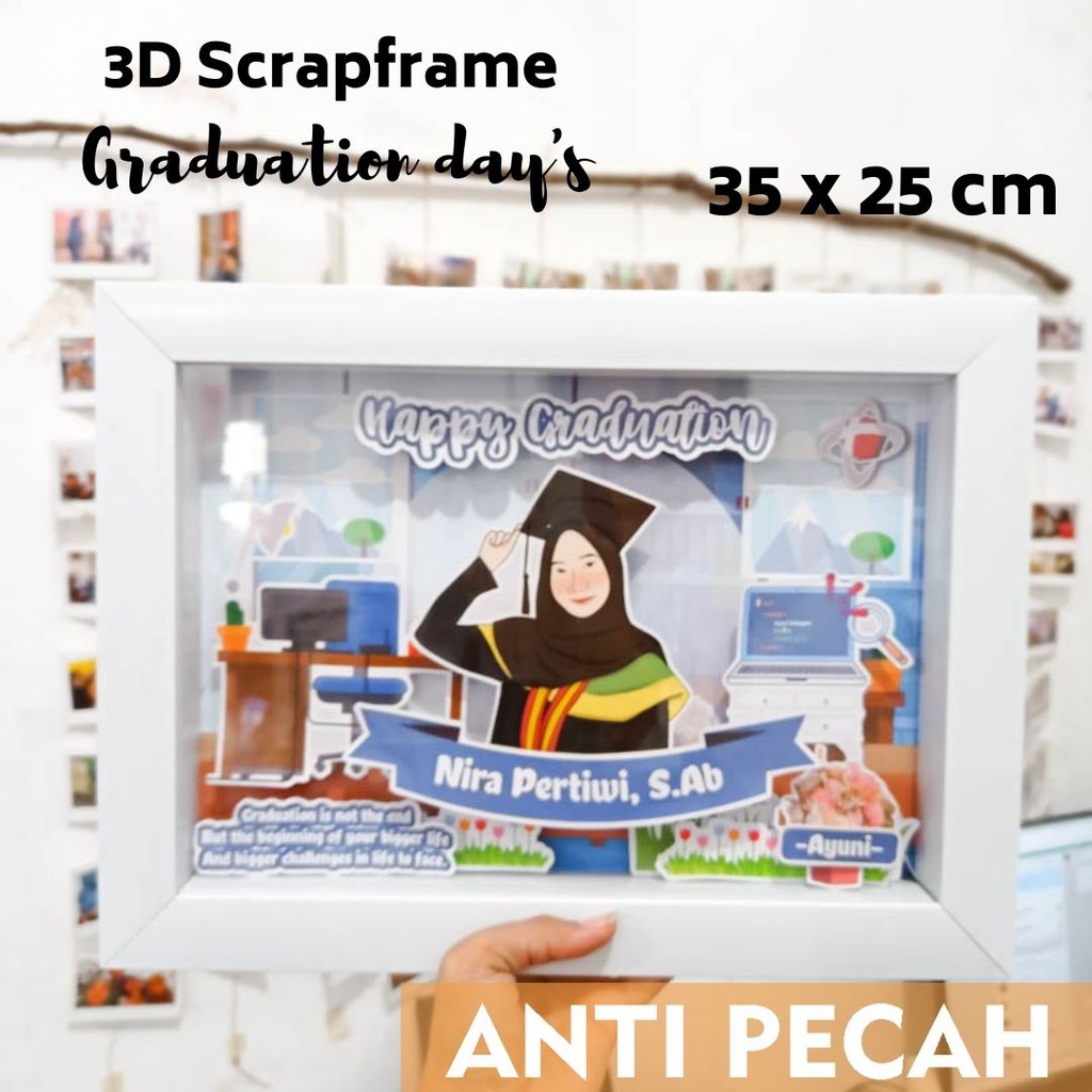 Kado Wisuda Scrap Frame 3D Foto Graduation Bisa Custom