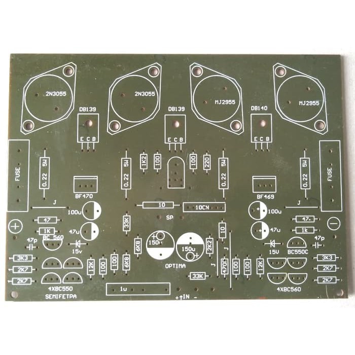 PCB Power Amplifier mono Blazer Optima bahan Pertinax Er~360