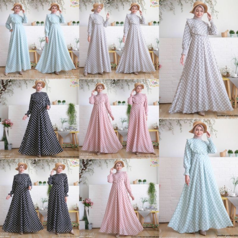 GAMIS MOTIF POLKADOT VARIASI REMPEL & BUSUI FRIENDLY  DOTTY VOL 3 ORIGINAL BY RINS HIJAB